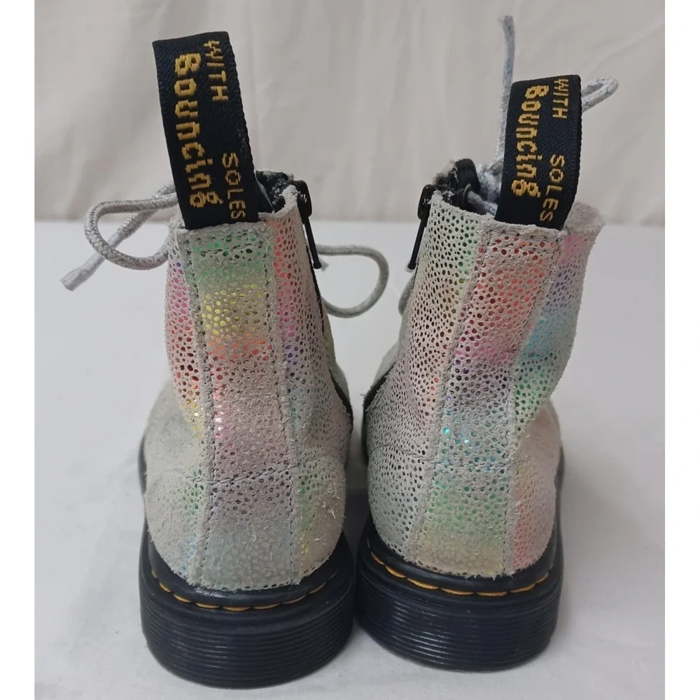 DR. MARTENS 1460 Pascal T Iridescent Glitter Lace-Up Boots Kids Size 10 US‎